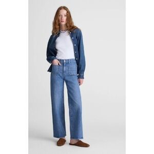 Madewell Emmett Wide-Leg Jeans Denim High Rise Patch Pocket Blue Size 28 NEW